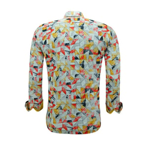 Gentile Bellini Strijkvrijlange mouwen slim fit met geel