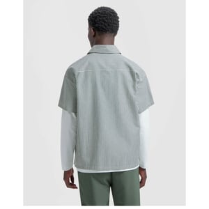 Olaf Hussein Boxy seersucker stripe shirt ss korte mouw overhemden m200303