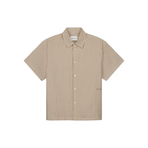 Olaf Hussein Boxy seersucker stripe shirt ss korte mouw overhemden m200303