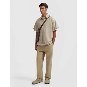 Olaf Hussein Boxy seersucker stripe shirt ss korte mouw overhemden m200303