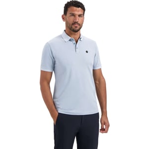 No Excess Polo pique garment dyed dusty blue
