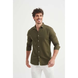 William de Faye Linnen shirt kaki