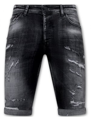 Local Fanatic Destroyed shorts with paint splatter slim fit
