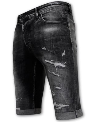 Local Fanatic Destroyed shorts with paint splatter slim fit