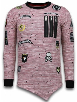 Local Fanatic Longfit asymmetric embroidery sweater patches
