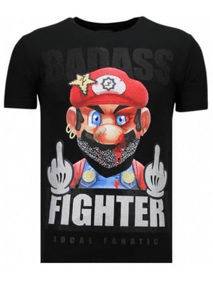 Local Fanatic Fight club mario rhinestone t-shirt