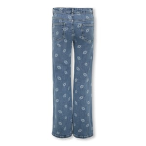 Only Kogjuicy wide leg lip print dnm blue denim