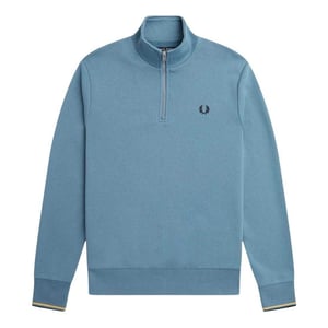 Fred Perry Unisex Volwassenen Half Zip Tipped Mouw Sweatshirt (Blauw)