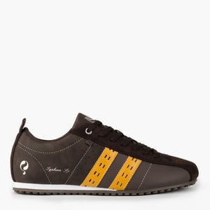 Q1905 Sneaker typhoon sp donkerbruin/geel