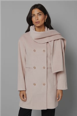 Double Breasted Scarf Detail Coat