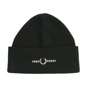 Fred Perry Beanie met grafisch logo voor volwassenen (Donkergroen)