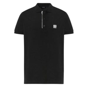 Diesel Heren T-Harry Zip Neck Poloshirt (Zwart)