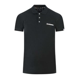 Aquascutum Unisex Volwassenen Geverfde Logo Polo Shirt (Zwart)