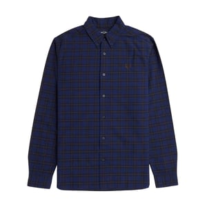 Fred Perry Heren Tartan shirt met lange mouwen (Marineblauw)