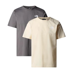 2 Pack The North Face Men’s Short Sleeve Redbox T-Shirt in White Dune/Muted Pine