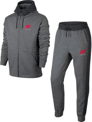 Nike Grey Red Hooded Fleece Tracksuit