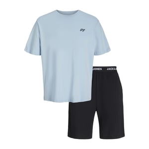 Jack & Jones Jongens korte shortama pyjamaset jacomaha ronde hals lichtblauw/zwart