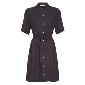Moss Copenhagen Pennie ginia jurk midi donkergrijs strikceintuur
