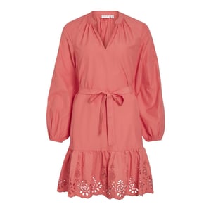 Vila Vikelli v-neck ls short dressln koraal