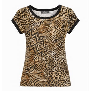 Geisha T-shirt with rib jersey aop dessin
