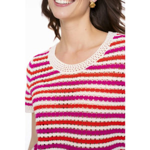 Geisha Top knitted short sleeves ecru dessin