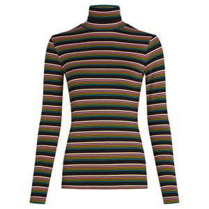 King Louie 10120 rollneck top frostine stripe 261 woodbine green
