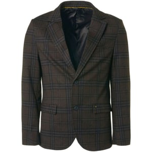 No Excess Blazer jersey stretch check coffee