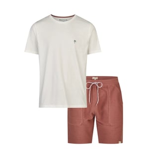 Phil & Co Heren korte pyjama lounge set shortama wit/rood