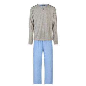 Phil & Co Heren pyjama set lang grijs/blauw gestreept