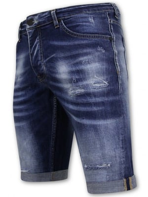 Local Fanatic Blue ripped shorts slim fit