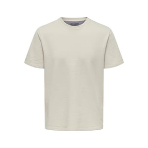 Only & Sons Onskian reg seersucker ss tee beige