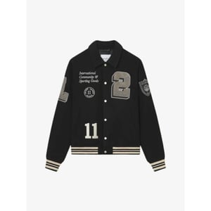 Les Deux Jongens jacket varsity wool zwart