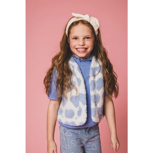 Looxs Revolution Teddy gilet offwhite hartjes voor meisjes in de kleur