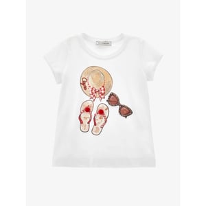 Monnalisa Meisjes t-shirt bianco rosso