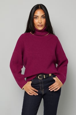 Petite Roll Neck Gold Detail Jumper