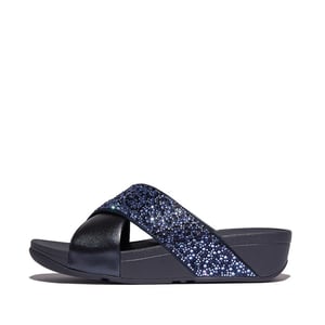 FitFlop Lulu crystal-mix metallic cross slides