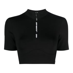 Off-white Zip Logo Crop T-shirt Svart