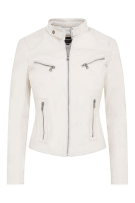 Dames wit slim-fit leren bikerjack - Maldon