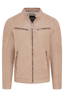 Beige Modern Klassisk Läder Quilted Bikerjacka Herr - Derry