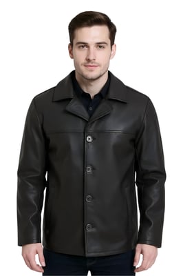 Heren zwarte Italiaanse leren blazer met 4 knopen - Gladstone