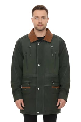 Herr Grön Nubuckläder Parka - Gatton
