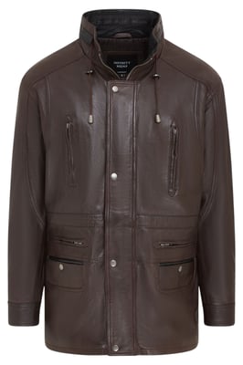 Mens Brown Soft Italian Leather Parka Coat-Winnipeg
