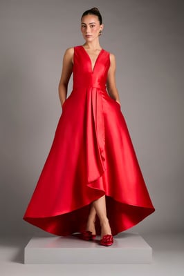 Plunge Waterfall Maxi Dress