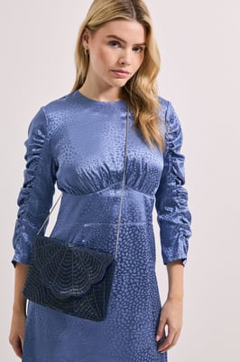Beaded Scallop Clutch With Detachable Strap