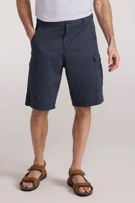 'Lakeside' Mens Twill Cotton Cargo Shorts With Multiple Pockets Navy