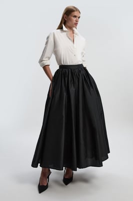 Taffeta Woven Maxi Skirt