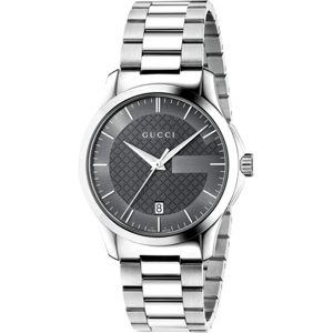 Gucci G-Timeless YA126441 Unisex Klocka med Grå Urskiva och Silverarmband