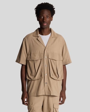 Lyle & Scott katoenen linnen overhemd met reverskraag - woestijntaupe