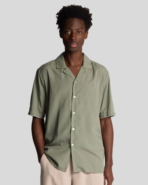 Lyle & Scott Skjorta med kontrastmanschett - Lergrön/Vit