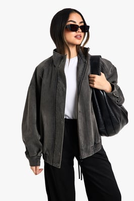 Denim Oversized Bomber Jacket